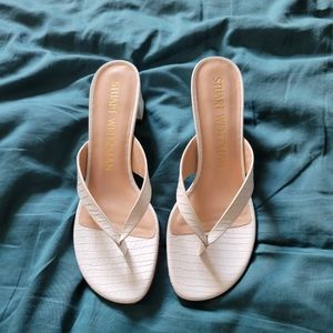 Size 7 Stuart Weitzman Block Heel White Sandals